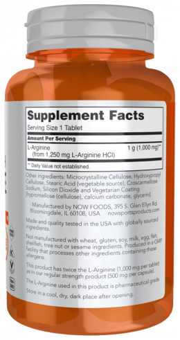 NOW L-Аргинин 1000 мг, 60 таблеток