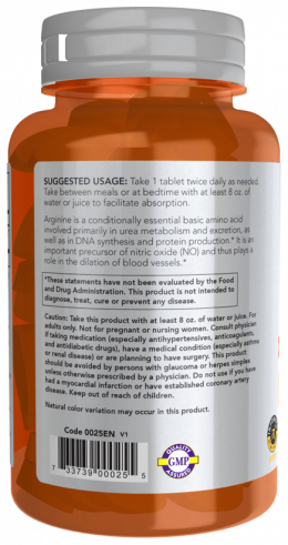 NOW L-Аргинин 1000 мг, 60 таблеток