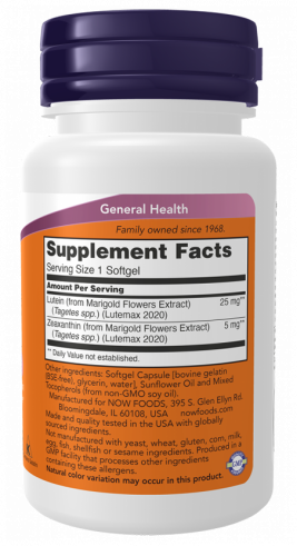 NOW Lutein &amp; Zeaxanthin, Лютеин и Зеаксантин, 60 капсул