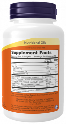 NOW Омега-3-6-9 1000 мг, 100 капсул