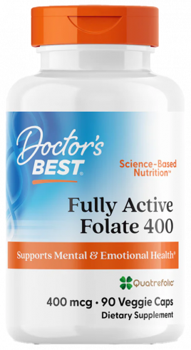 Doctor's Best Fully Active Folate 400, Фолиевая кислота с витамином С, 90 капсул