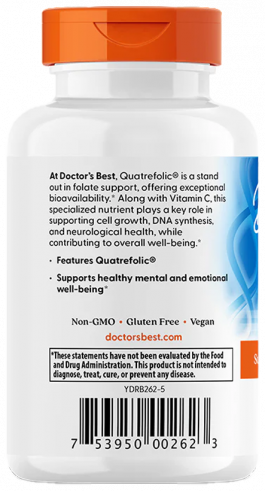 Doctor's Best Fully Active Folate 400, Фолиевая кислота с витамином С, 90 капсул