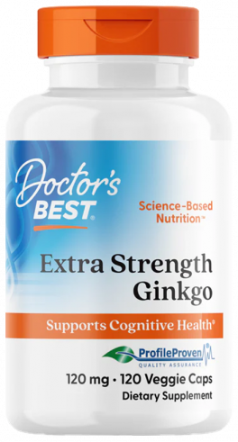 Doctor's Best Extra Strength Ginkgo, Гинкго Билоба стронг, 120 капсул