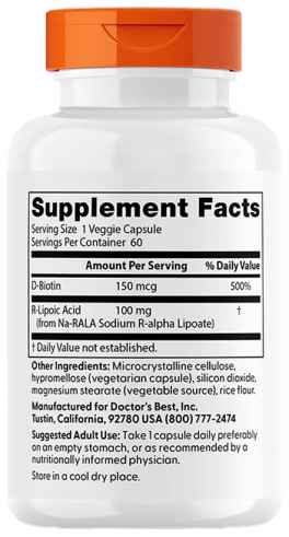 Doctor's Best Stabilized R-Lipoic Acid, Липоевая кислота, 60 капсул