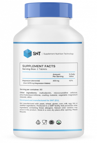 SNT Magnesium Malate, Магнезиум Малат, 180 таблеток