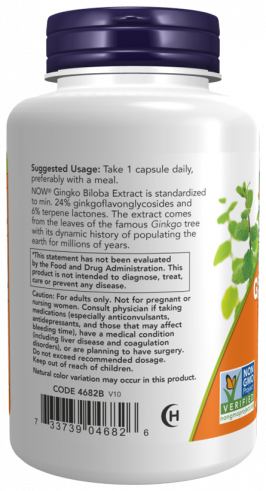 NOW Ginkgo Biloba 120 mg, 200 капсул