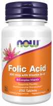 NOW Folic Acid, Фолиевая кислота, 250 таблеток