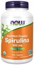 NOW Spirulina 500 mg, Спирулина 500 мг, 500 таблеток