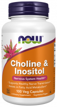 NOW Choline and Inositol 500 mg, Холин и Инозитол 500 мг, 100 капсул