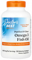 Doctor's Best Omega 3 Fish Oil, Двойная Омега 3 1000 мг ДКГ И ЭПК из анчоуса, 120 капсул